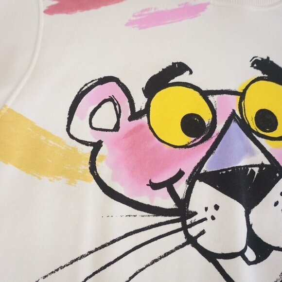 Zara Pink Panther Collab White Pink Paint Splatter Crewneck Sweater S - Picture 8 of 12